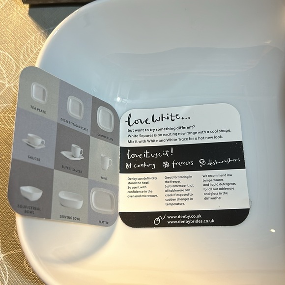 Denby. Square Soup Bowl. Oven, Microwave, and Dishwasher safe. - Picture 4 of 6